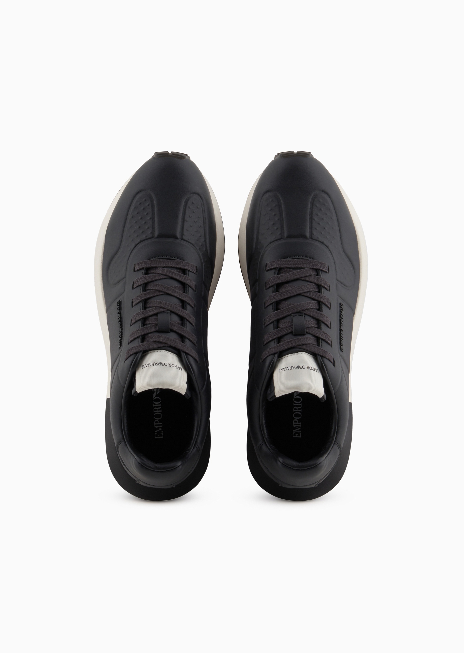 Emporio Armani 男士系带低帮简约纯色休闲运动鞋