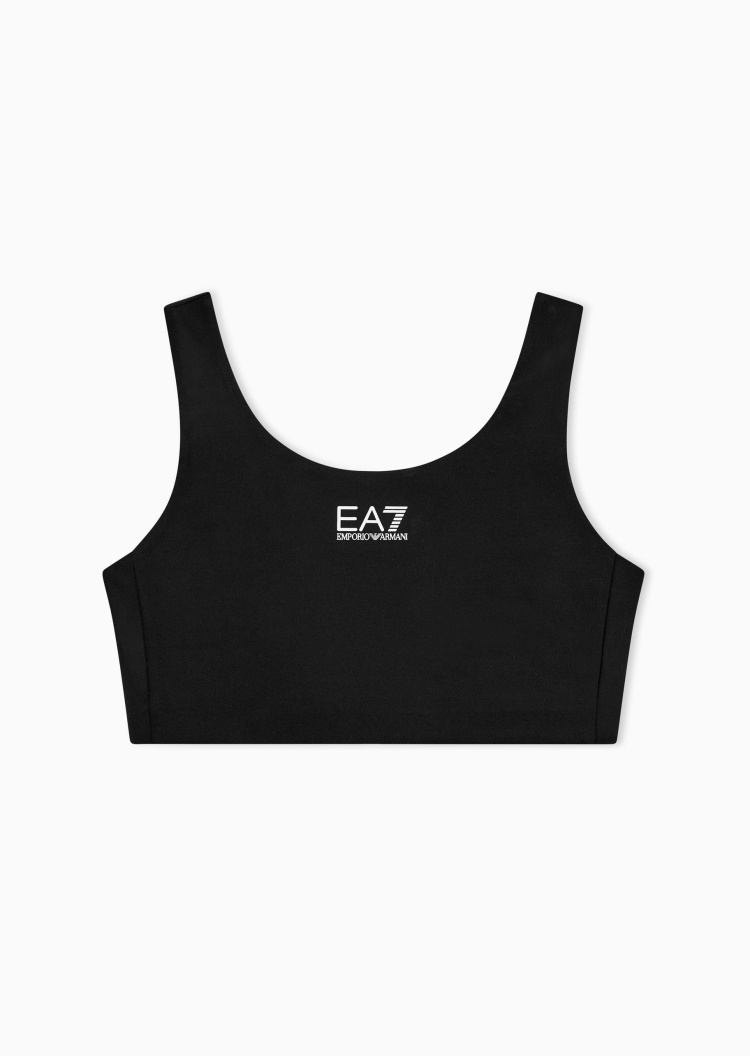 EA7 女士弹力圆领宽肩带撞色标识运动文胸