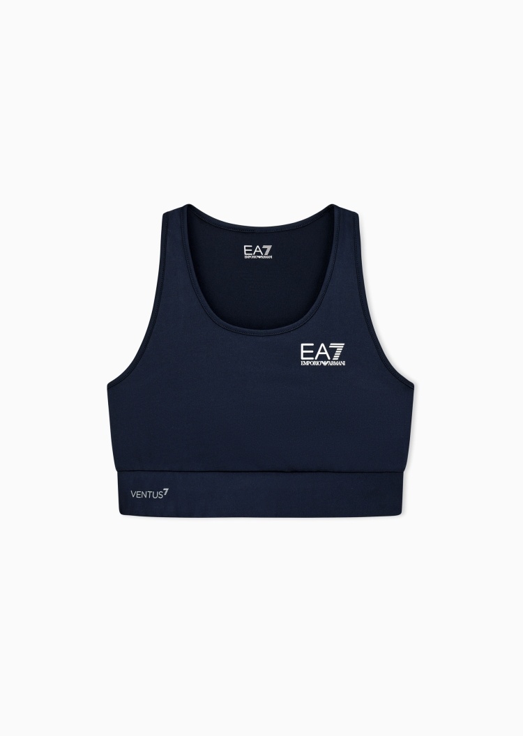 EA7 女士合身无袖圆领经典标识网球运动文胸