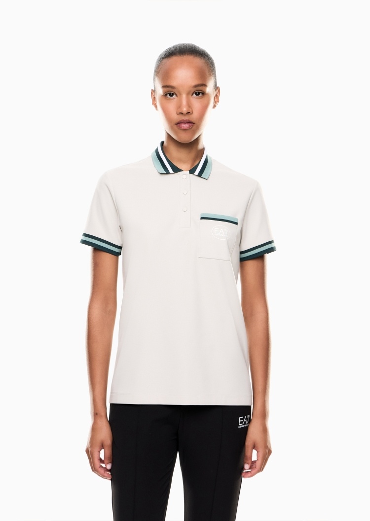 EA7 女士短袖翻领高尔夫运动Polo衫