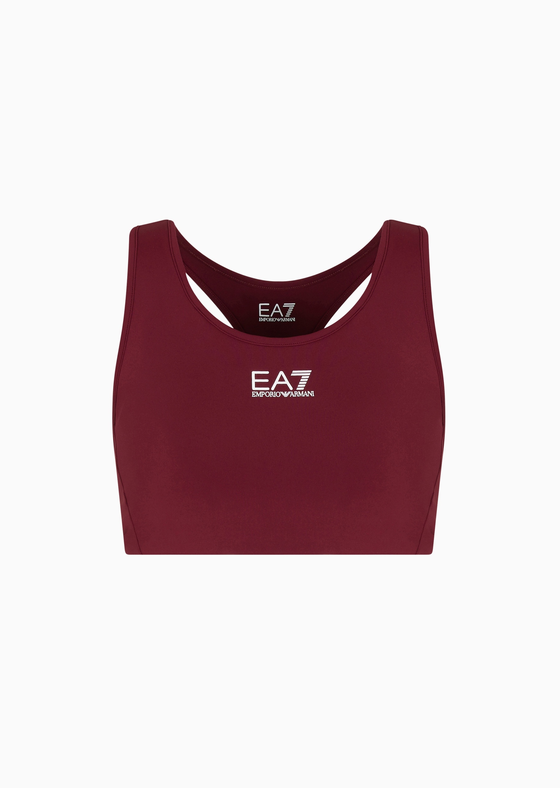 EA7 女士弹力无袖圆领撞色印花工字文胸