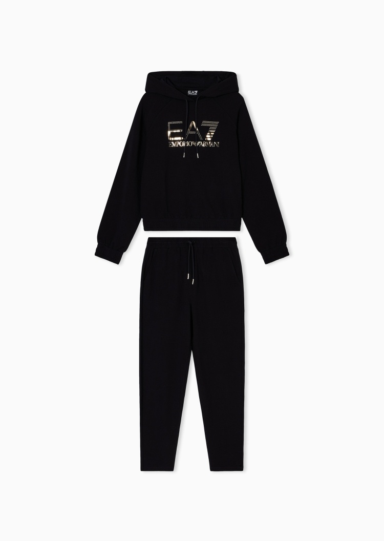 EA7 女士弹力棉连帽卫衣系带卫裤运动套装