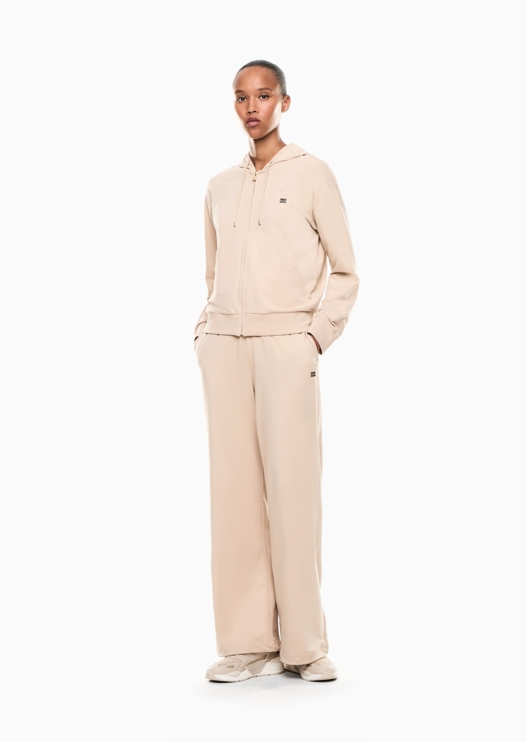 EA7 女士纯棉弹力连帽卫衣直筒卫裤运动套装