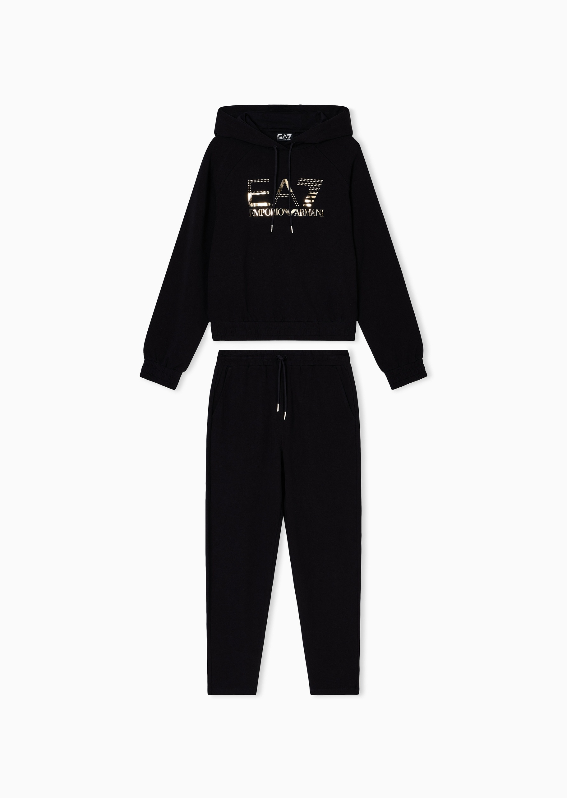 EA7 女士弹力棉连帽卫衣系带卫裤运动套装