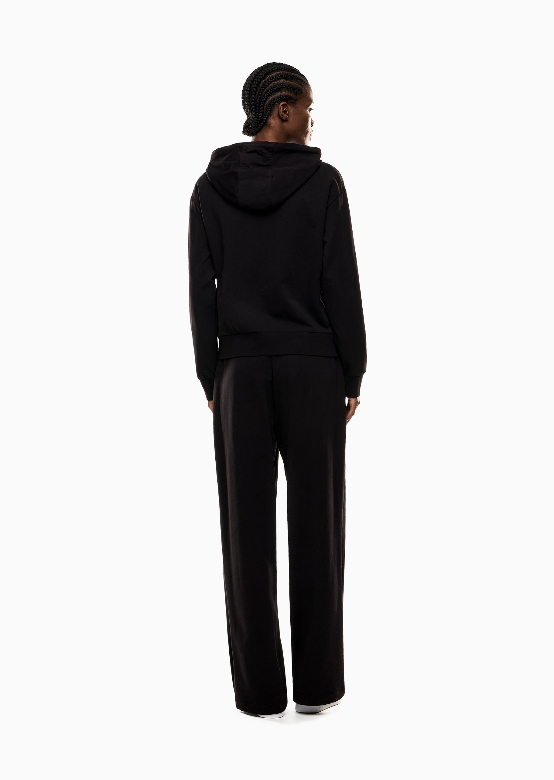 EA7 女士纯棉弹力连帽卫衣直筒卫裤运动套装