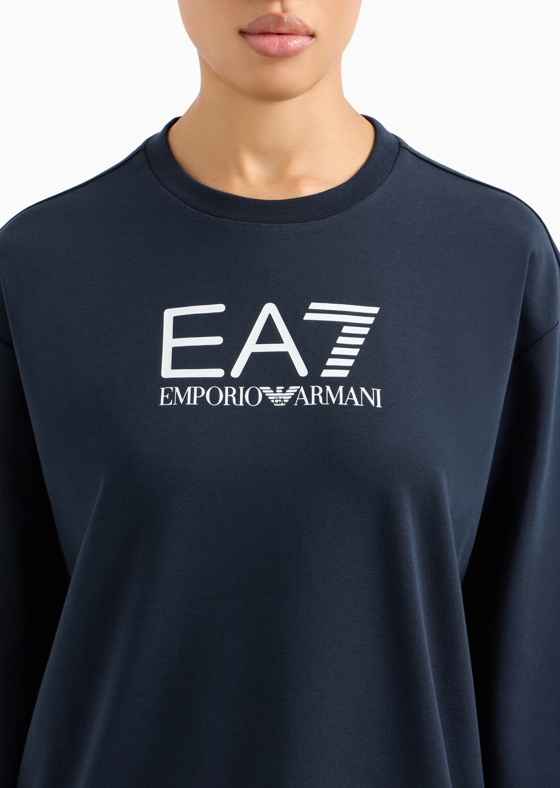 EA7 女士纯棉圆领卫衣卫裤健身训练运动套装