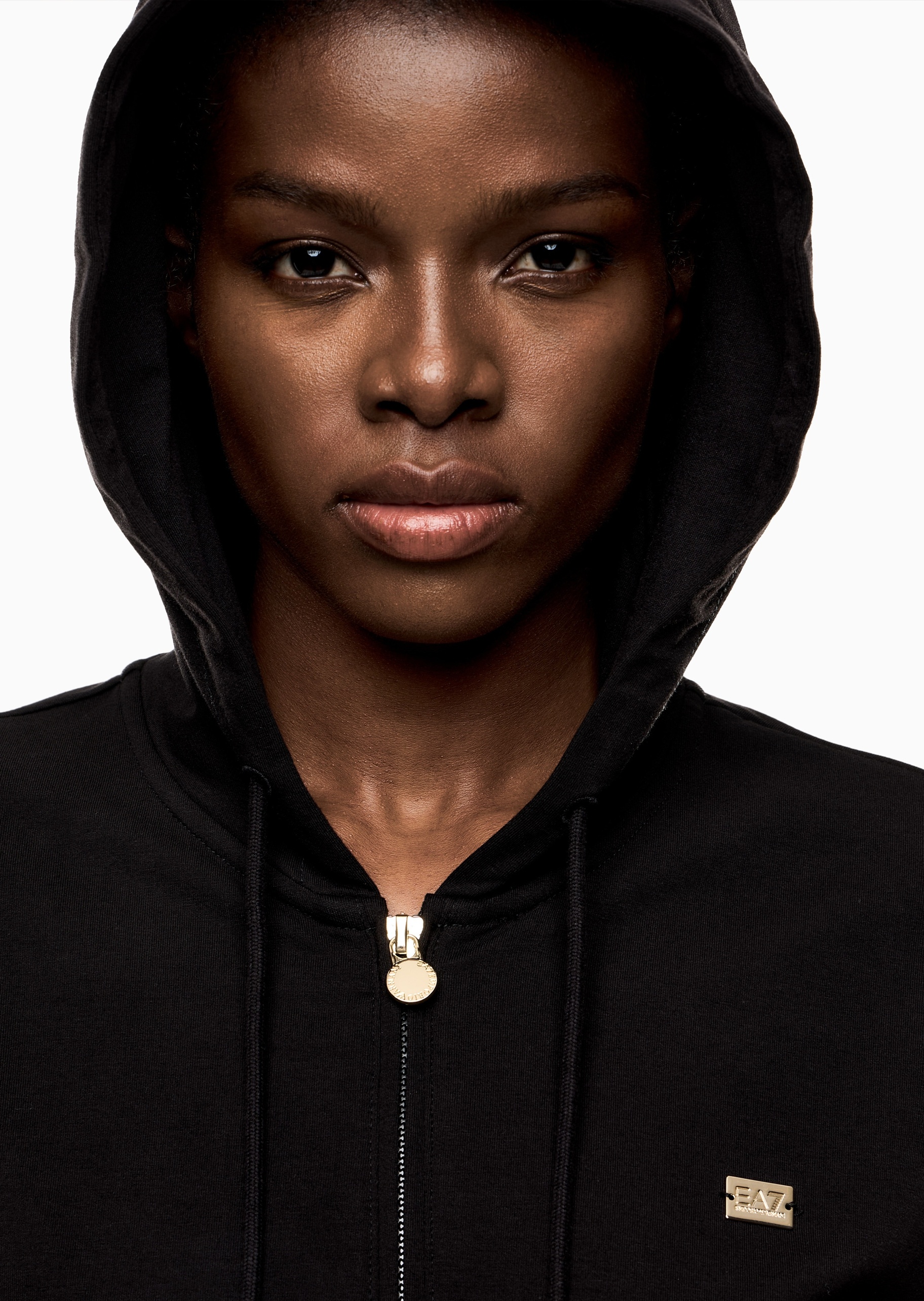 EA7 女士纯棉弹力连帽卫衣直筒卫裤运动套装