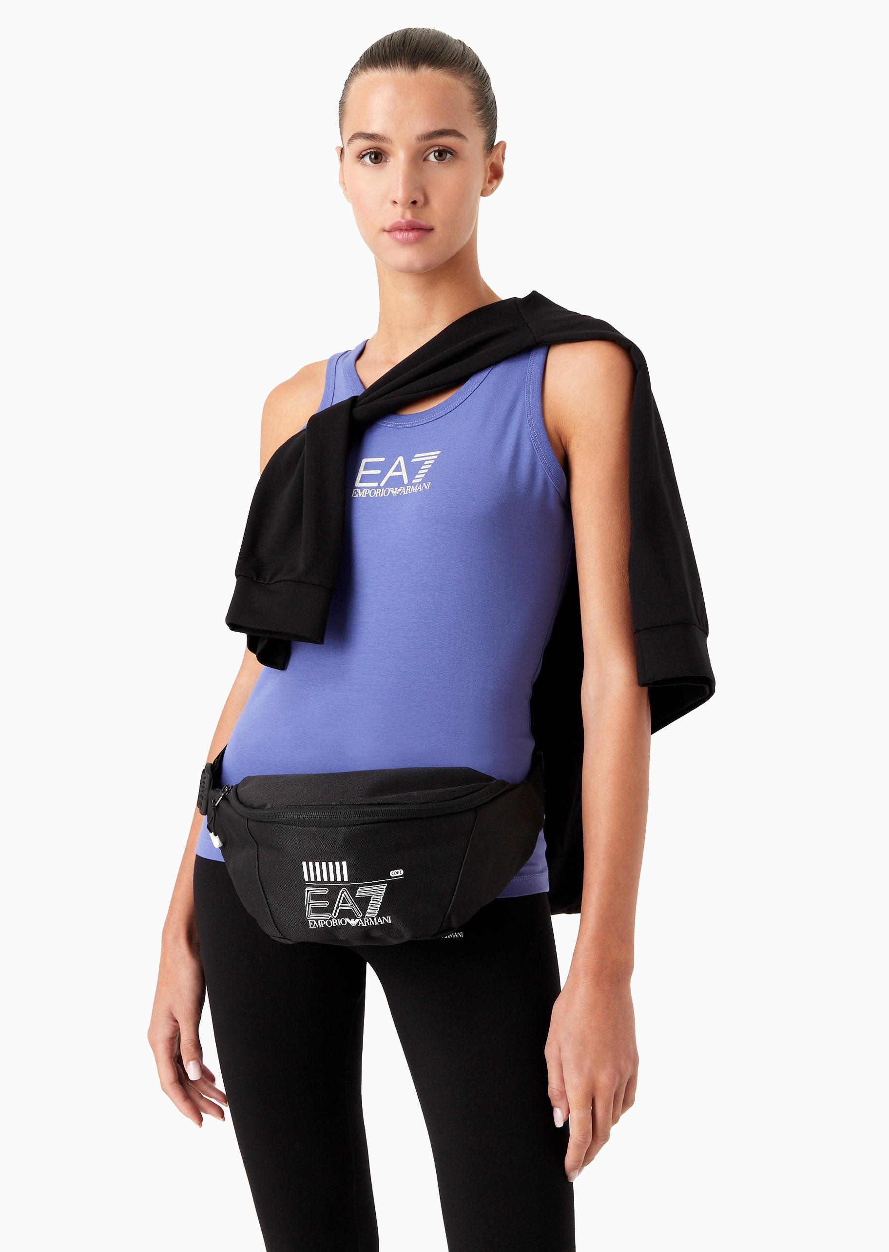 EA7 男女同款小号拉链插扣可调节健身手提斜挎包
