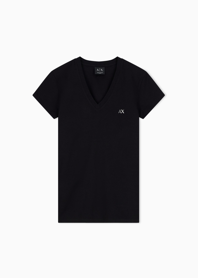 ARMANI EXCHANGE 女士弹力修身短袖V领休闲简约T恤