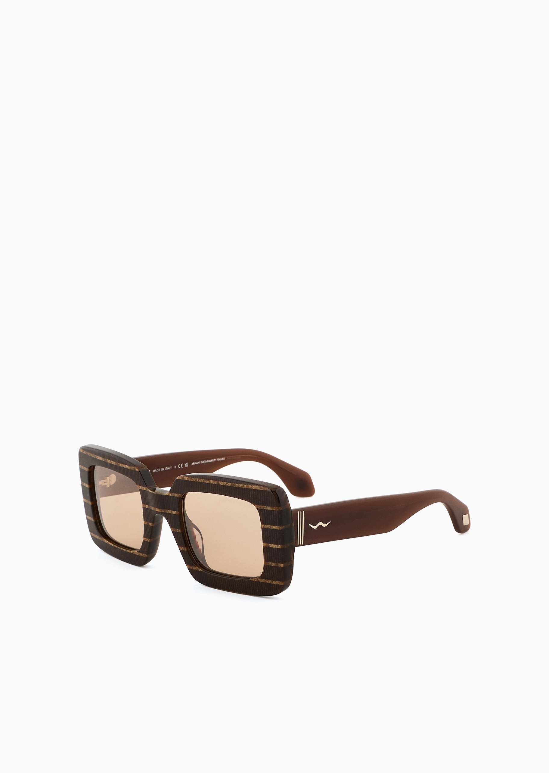 Giorgio Armani 女士方形粗框加宽镜腿条纹太阳眼镜