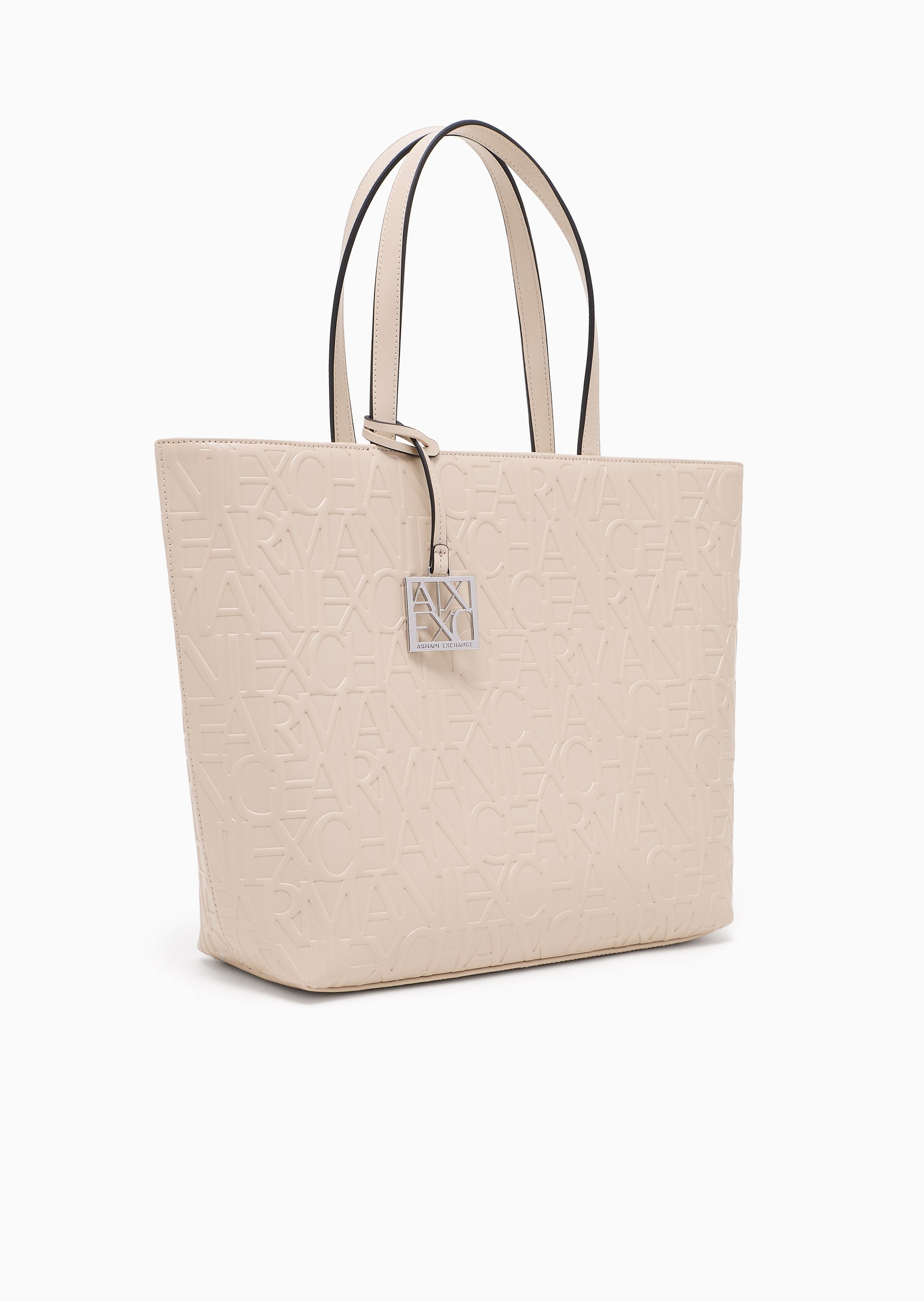 ARMANI EXCHANGE 女士拉链字母压花手提单肩托特包