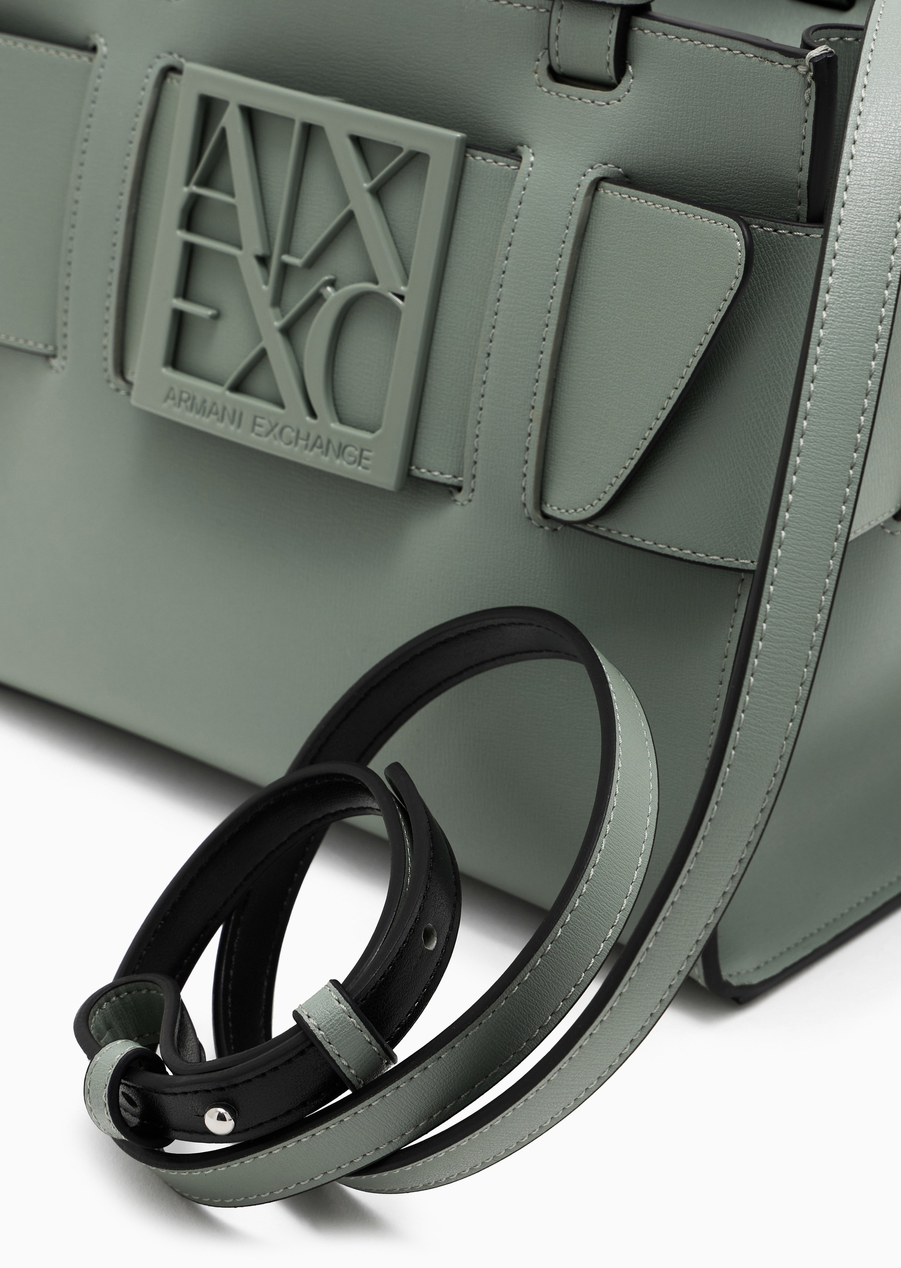 ARMANI EXCHANGE 女士小号拉链可拆肩带宽饰带斜挎手提托特包