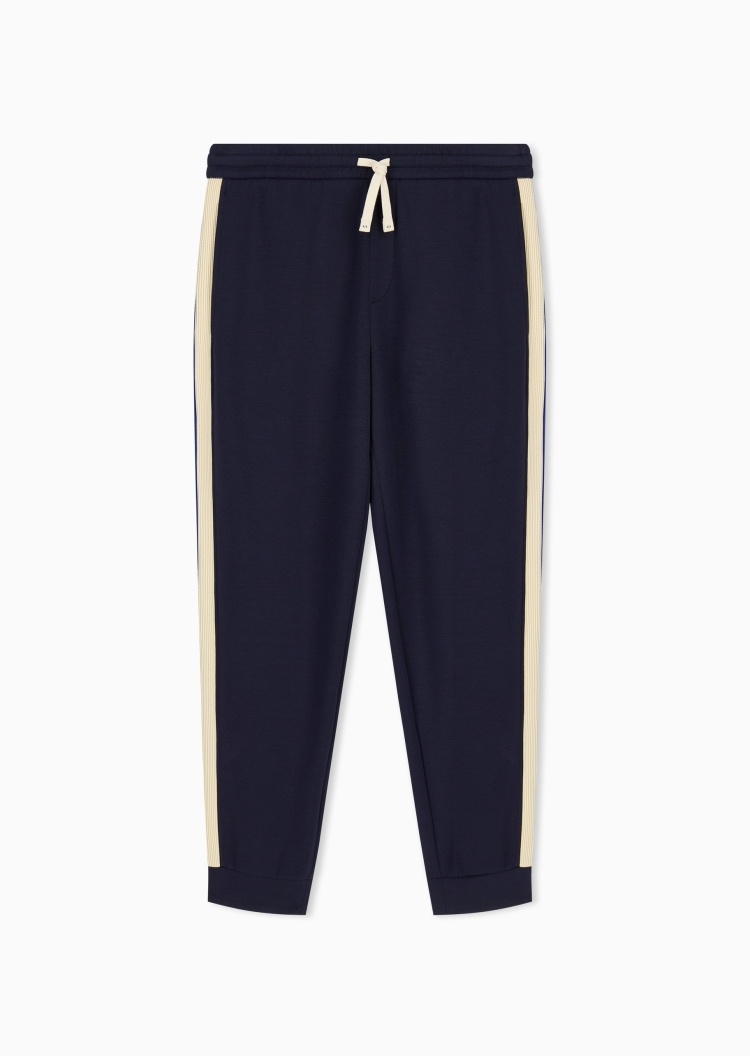 ARMANI EXCHANGE 男士弹力宽松长款锥形束脚撞色条纹卫裤