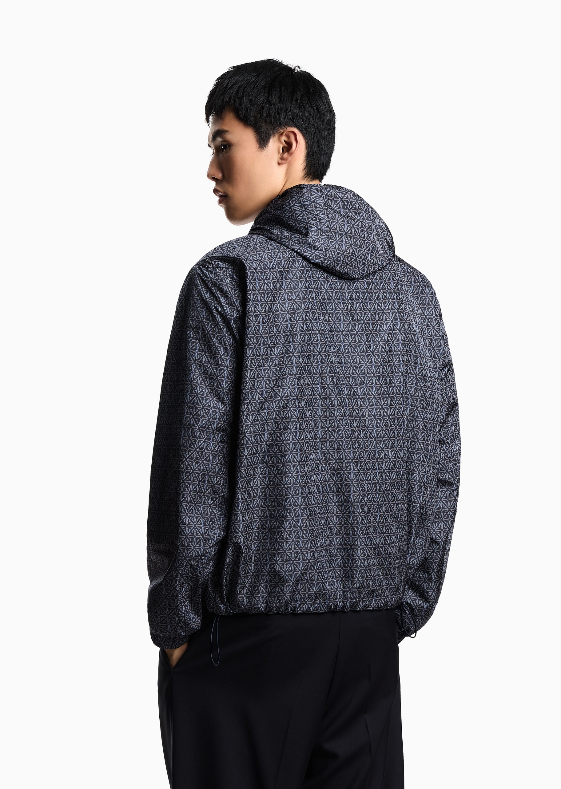 Emporio Armani 男士双面穿满印连帽休闲运动夹克外套