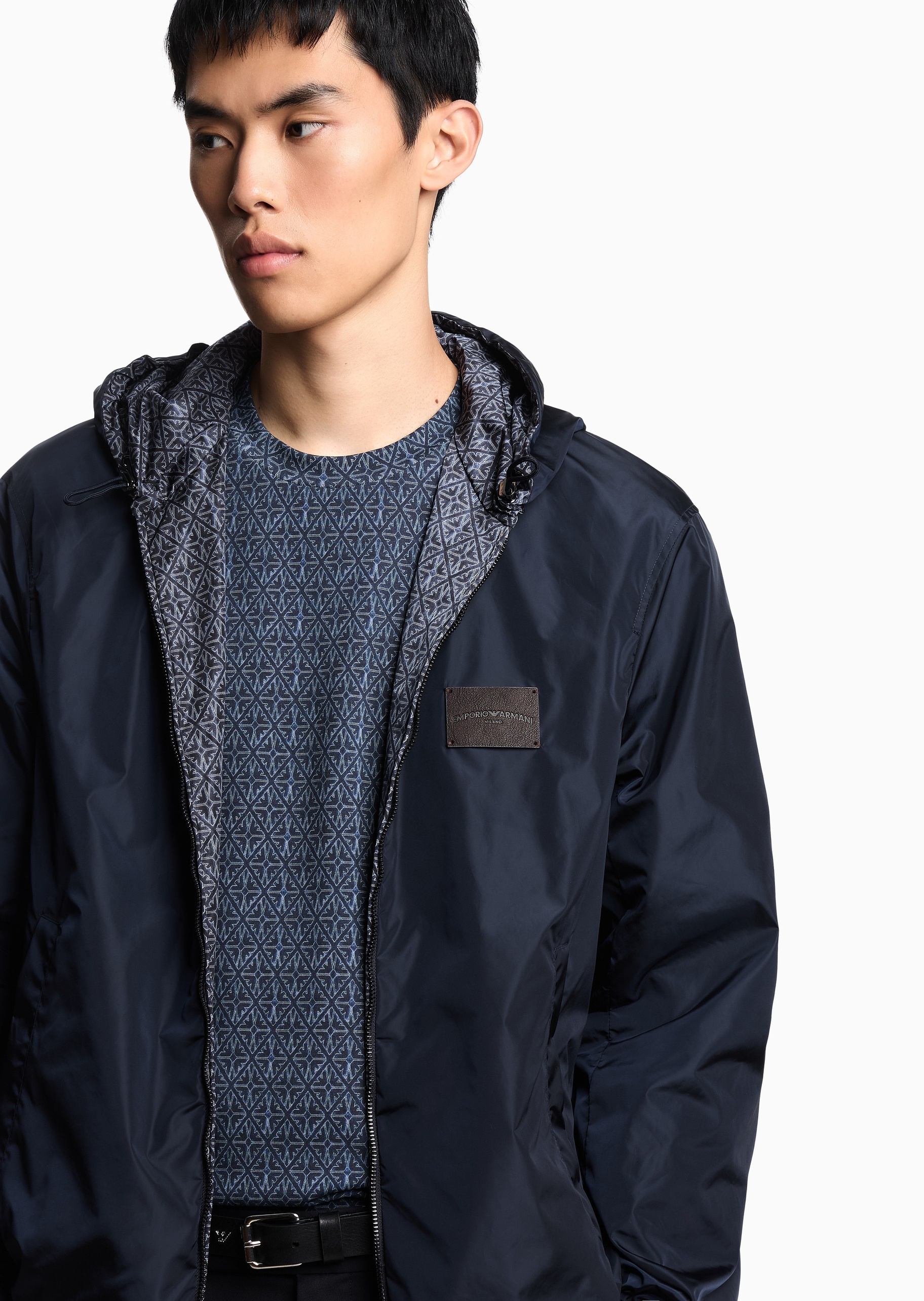 Emporio Armani 男士双面穿满印连帽休闲运动夹克外套