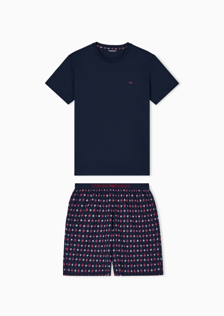 Emporio Armani 男士纯棉松驰休闲简约亲肤柔软家居睡衣套装