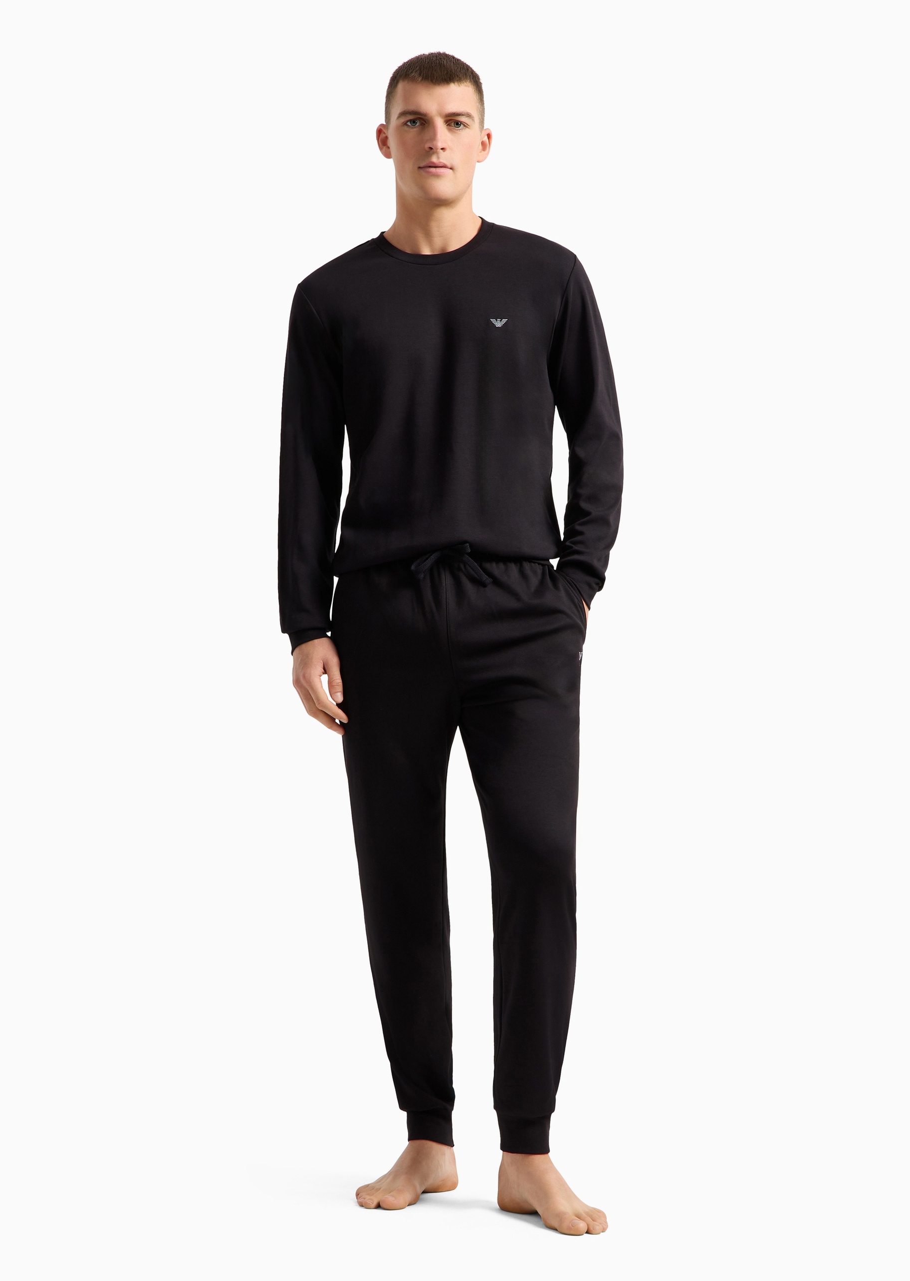 Emporio Armani 男士纯棉圆领松驰休闲简约家居睡衣套装