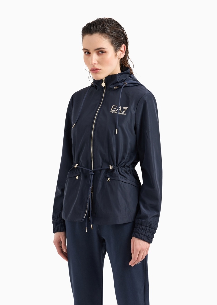EA7 女士修身长袖连帽拉链健身飞行员夹克外套