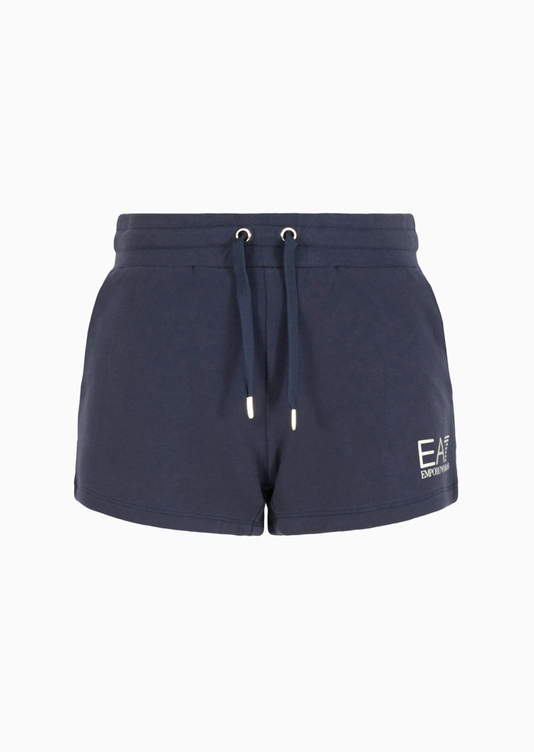 EA7 女士纯棉弹力合身系带腰短款印花运动短裤