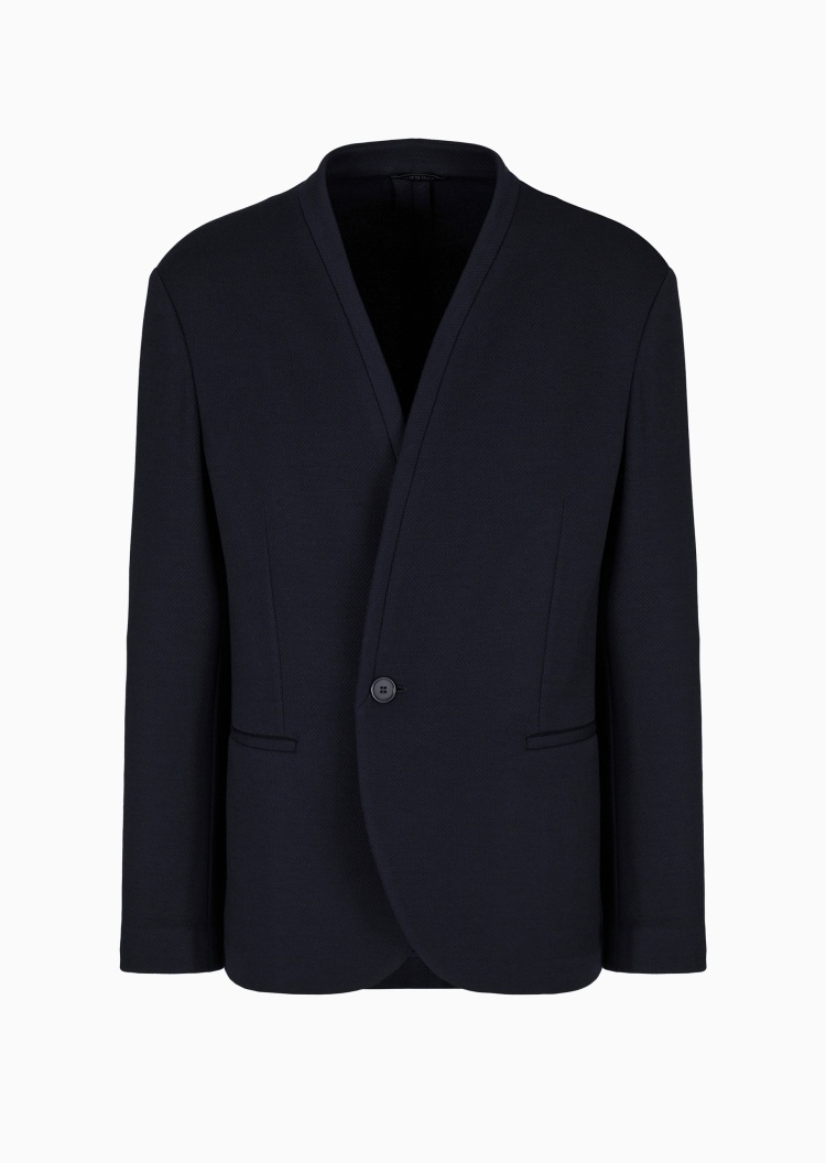 Giorgio Armani 男士绵羊毛合身长袖V领优雅纯色西装外套
