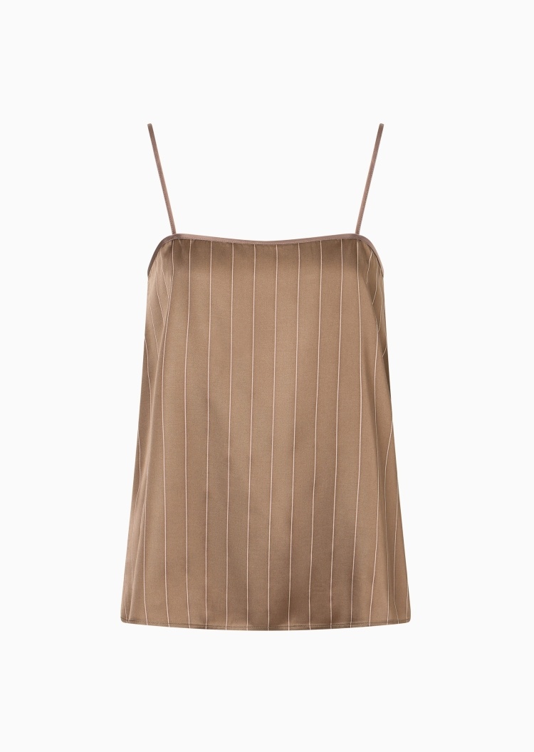 Emporio Armani 女士吊带直领细条纹优雅纯色上衣