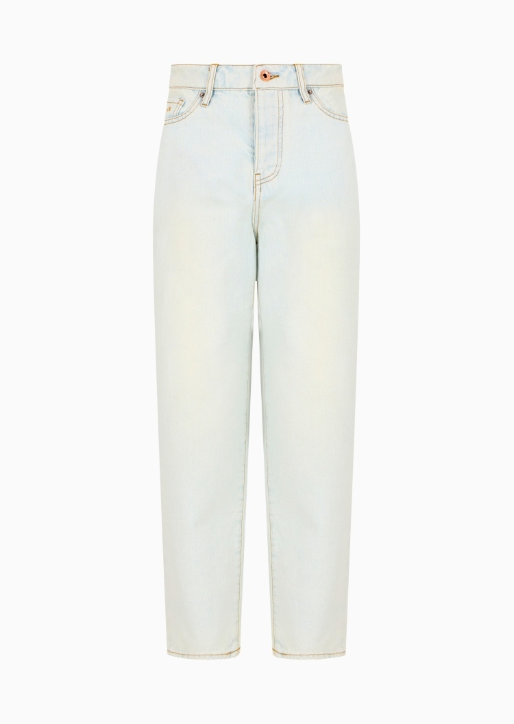 ARMANI EXCHANGE 女士全棉合身中腰九分锥形水洗牛仔裤