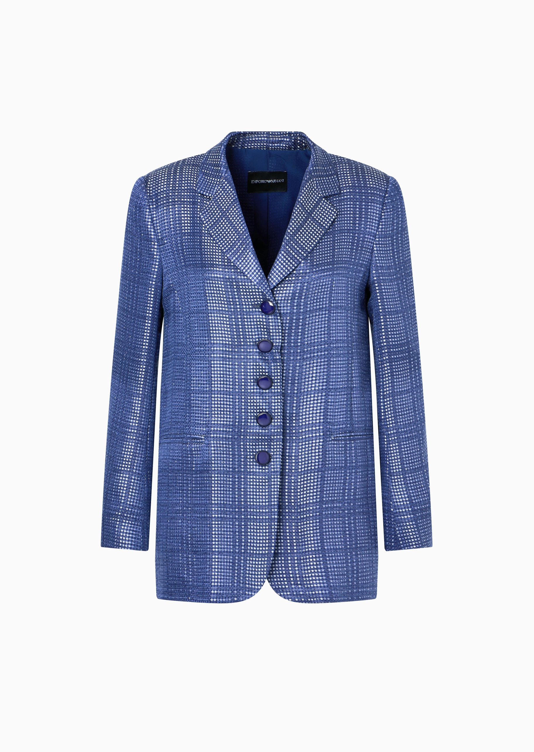 Emporio Armani 女士长袖平驳领渐变格纹秀场同款西装外套