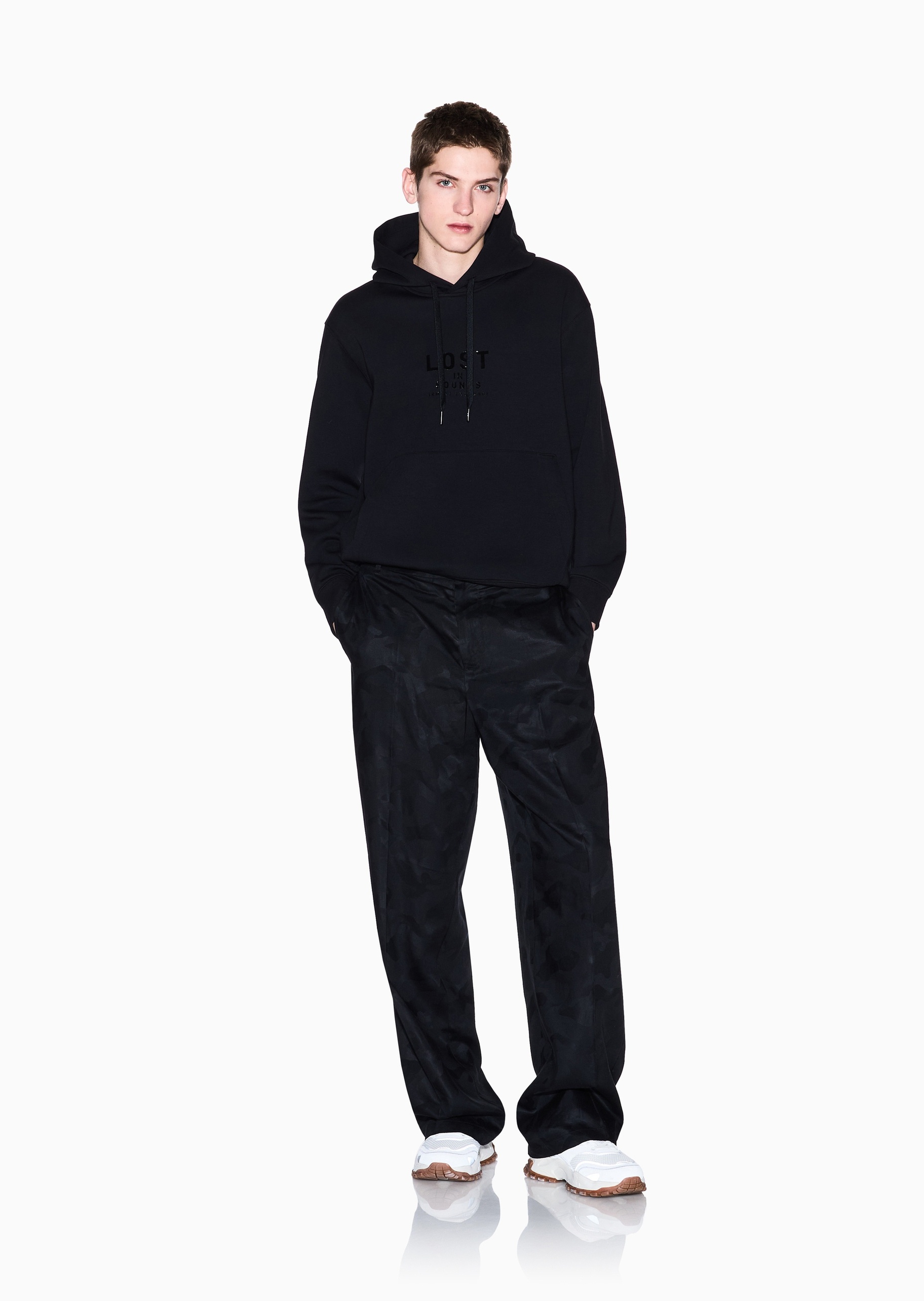 ARMANI EXCHANGE 男士棉质微弹宽松长袖连帽套头卫衣