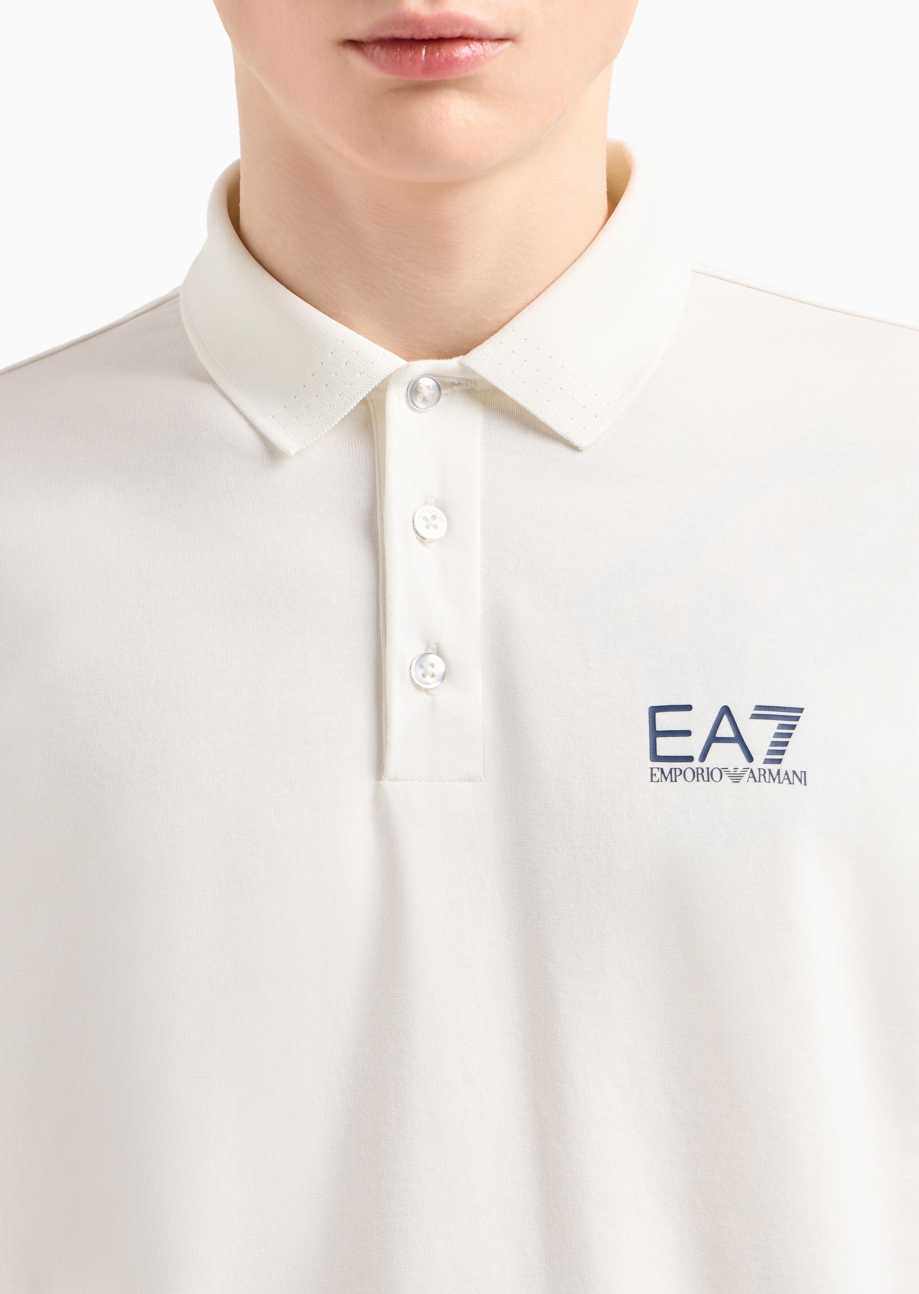 EA7 男士纯棉弹力短袖翻领网球Polo衫