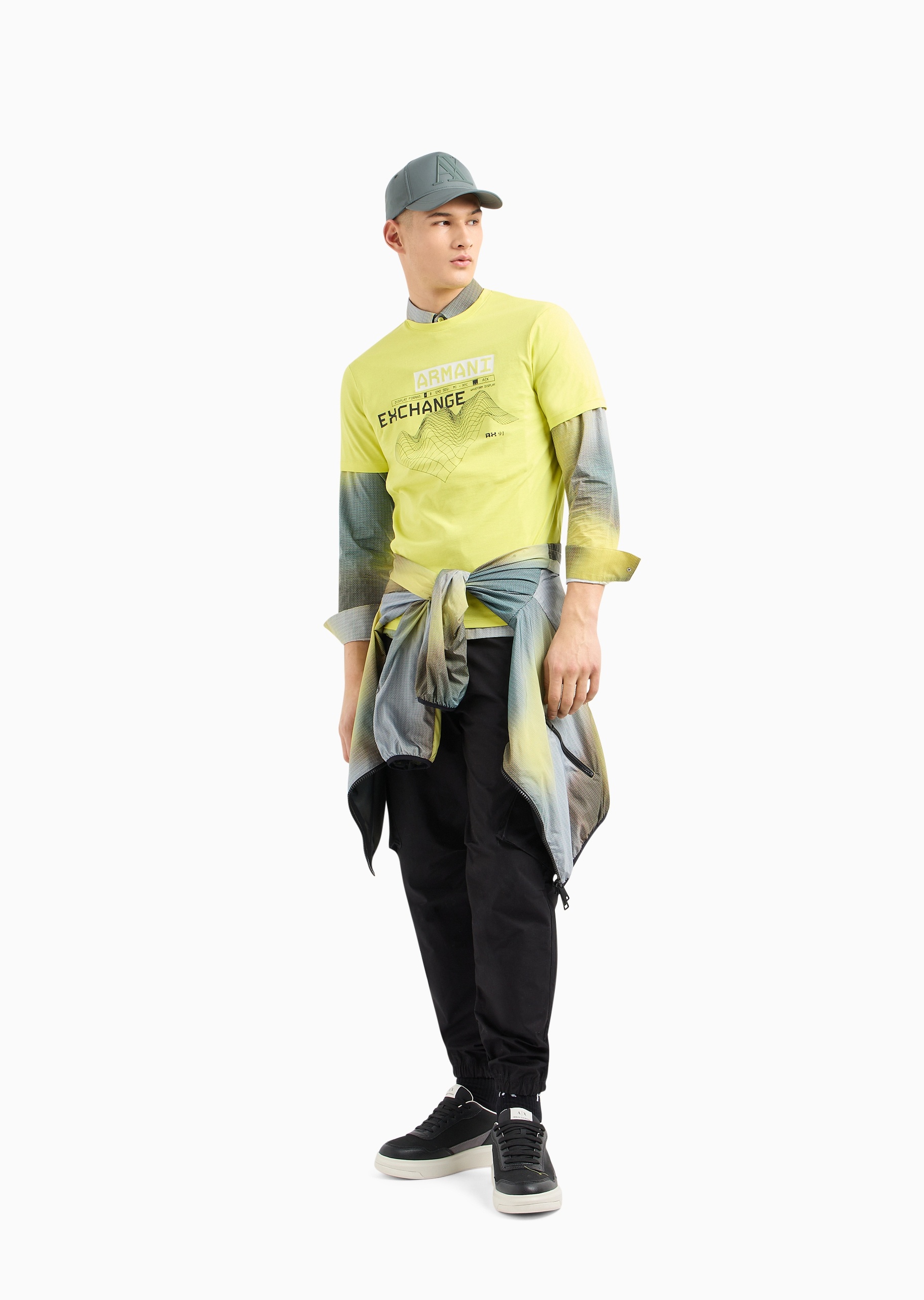 ARMANI EXCHANGE 男士全棉合身短袖圆领创意印花T恤