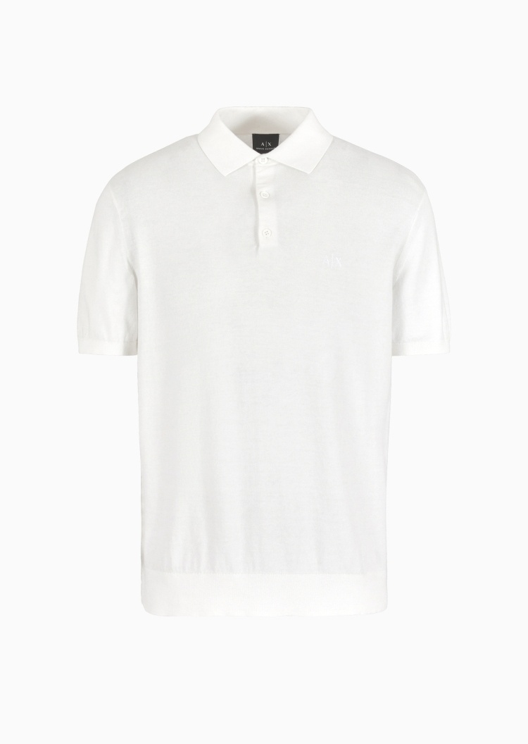 ARMANI EXCHANGE 男士纯棉合身短袖翻领纯色针织Polo衫