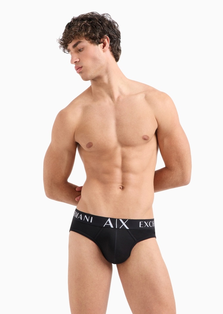 ARMANI EXCHANGE 男士纯棉弹力合身松紧腰三角撞色腰边内裤