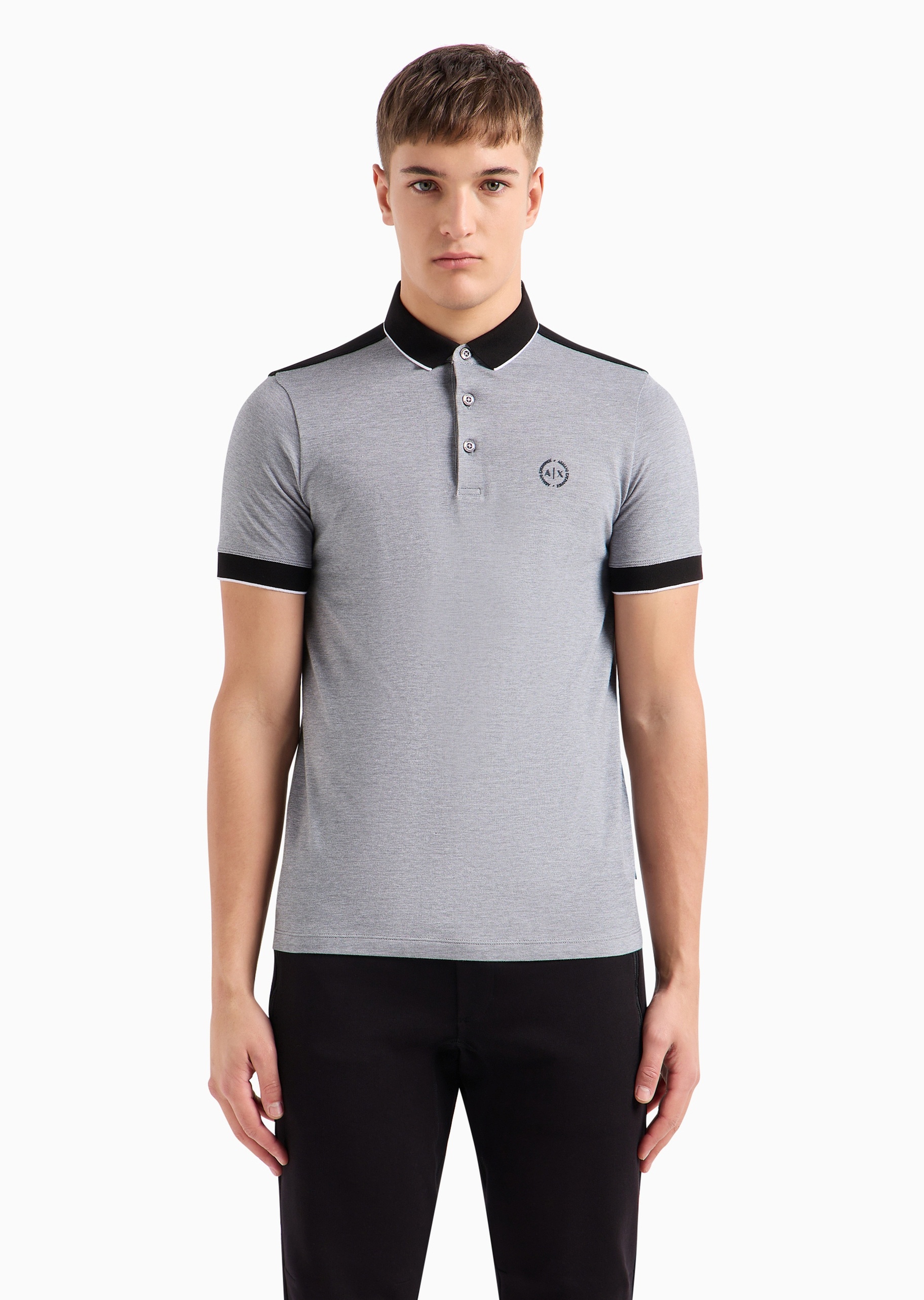 ARMANI EXCHANGE 男士全棉合身短袖翻领Polo衫