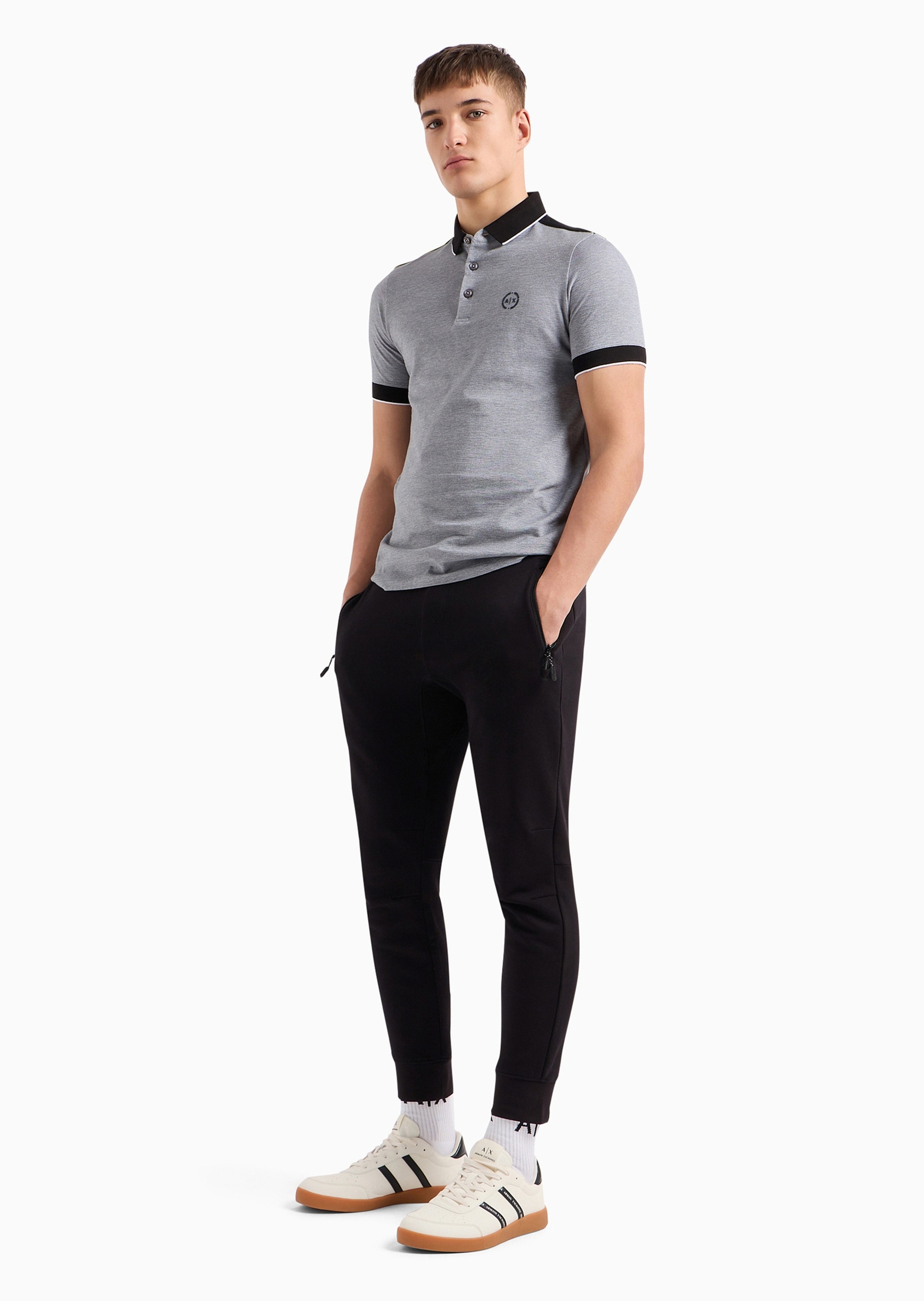 ARMANI EXCHANGE 男士全棉合身短袖翻领Polo衫