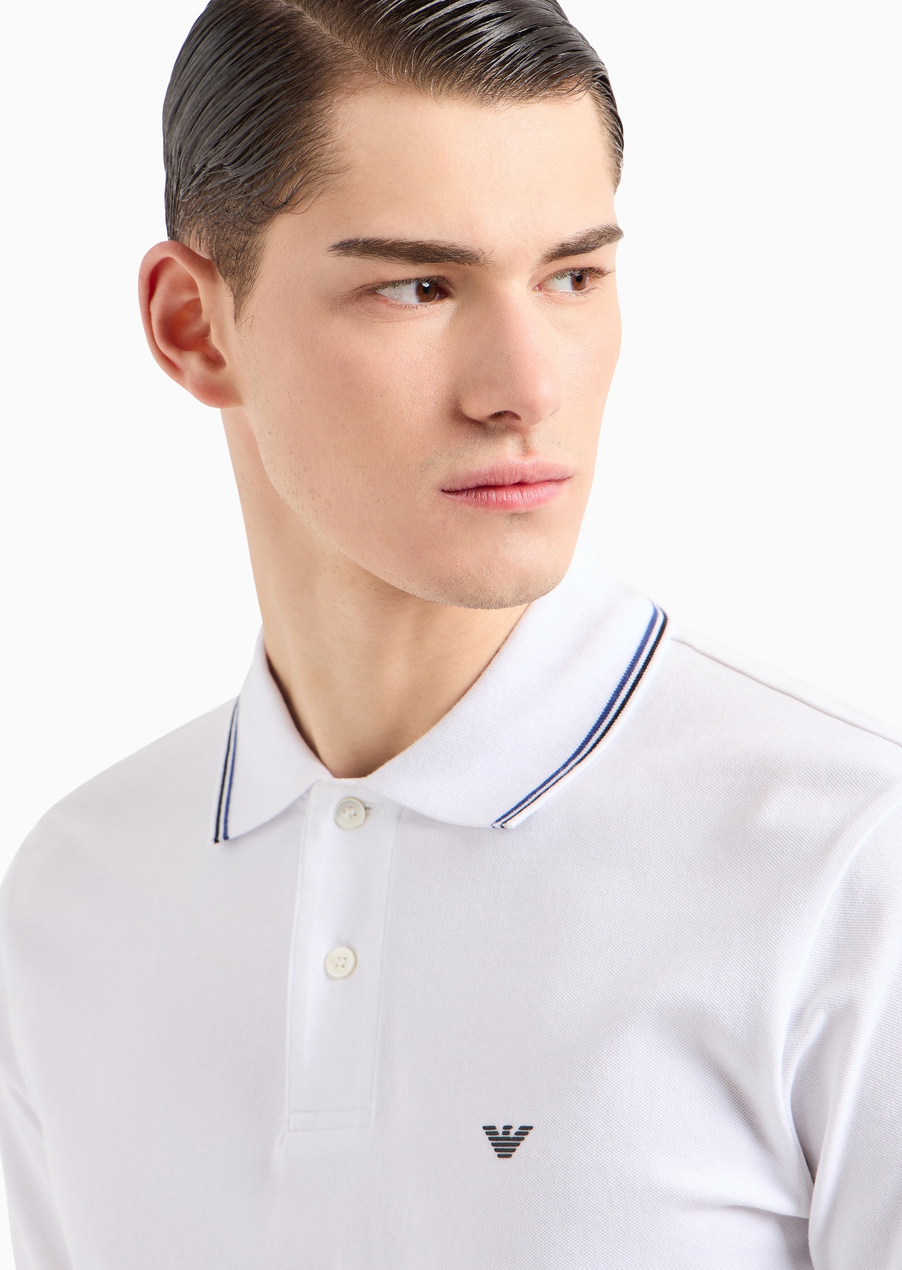 Emporio Armani 男士纯棉微弹修身短袖翻领多色Polo衫
