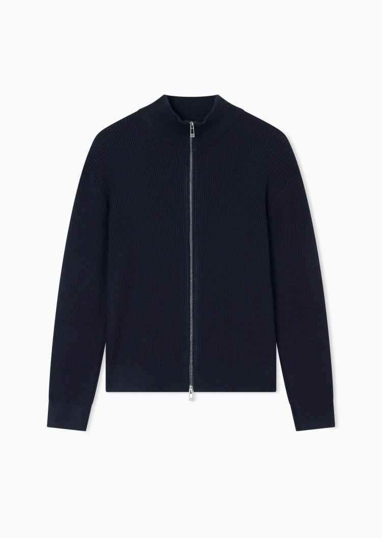 ARMANI EXCHANGE 男士羊毛老钱风拉链针织毛衣开衫外套