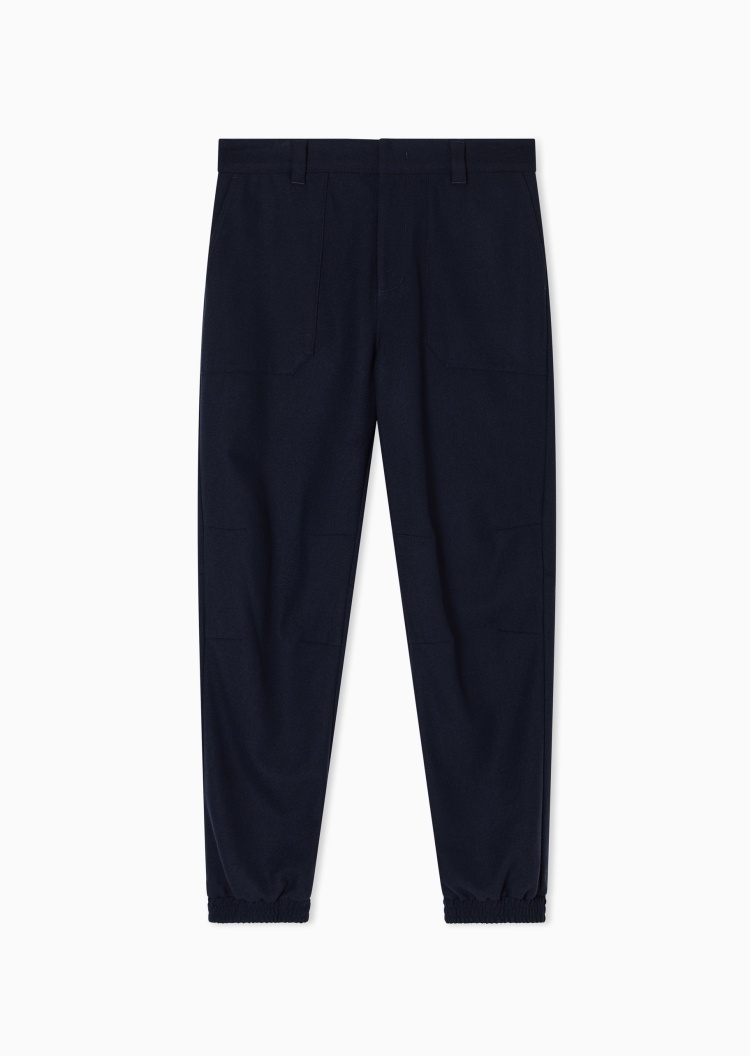 ARMANI EXCHANGE 男士绵羊毛宽松长款锥形束脚休闲裤
