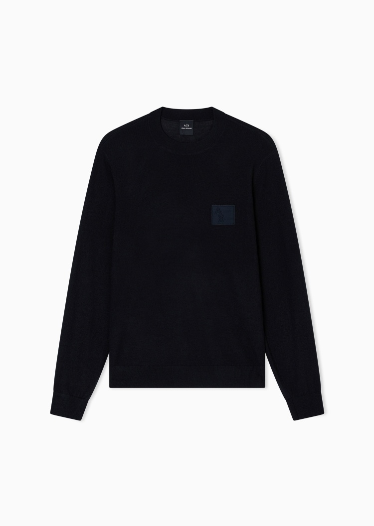 ARMANI EXCHANGE 男士圆领羊毛混纺老钱风套头针织毛衣