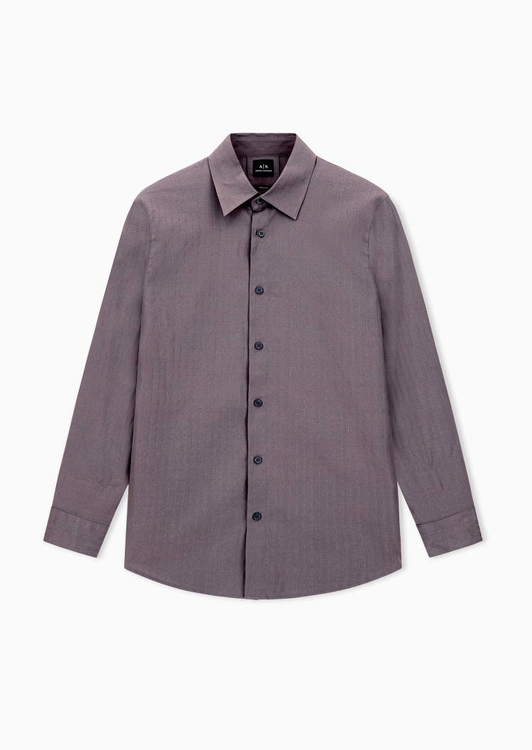 ARMANI EXCHANGE 男士全棉长袖翻领通体竖条纹休闲衬衫