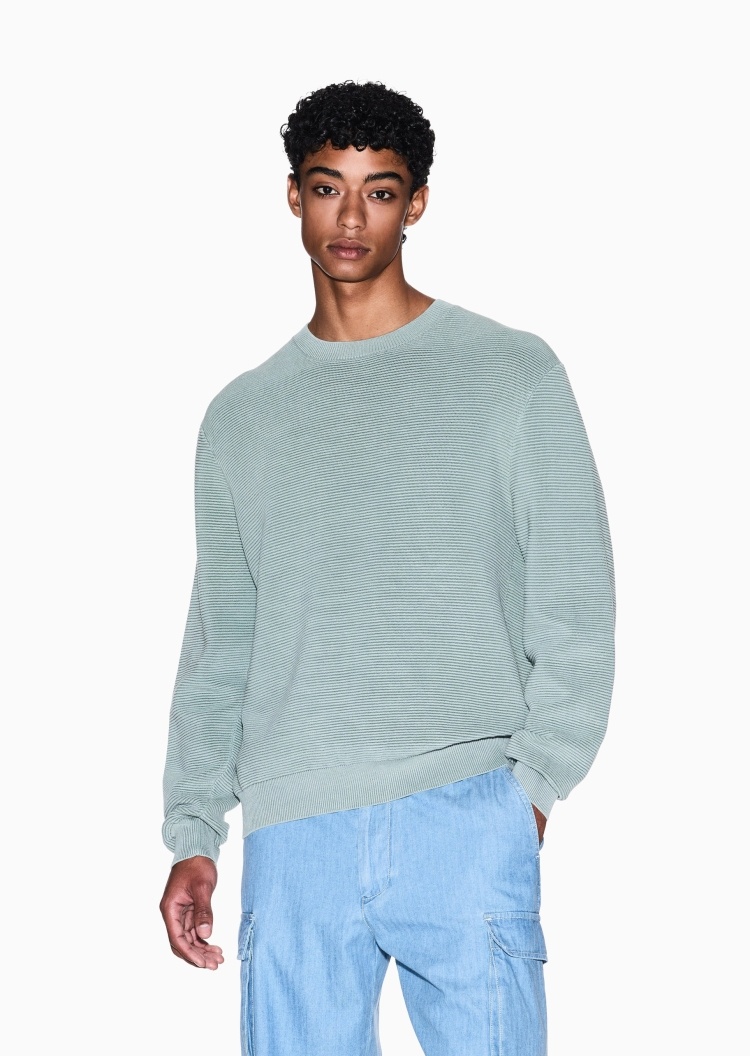 ARMANI EXCHANGE 男士圆领休闲运动风纯棉套头针织衫