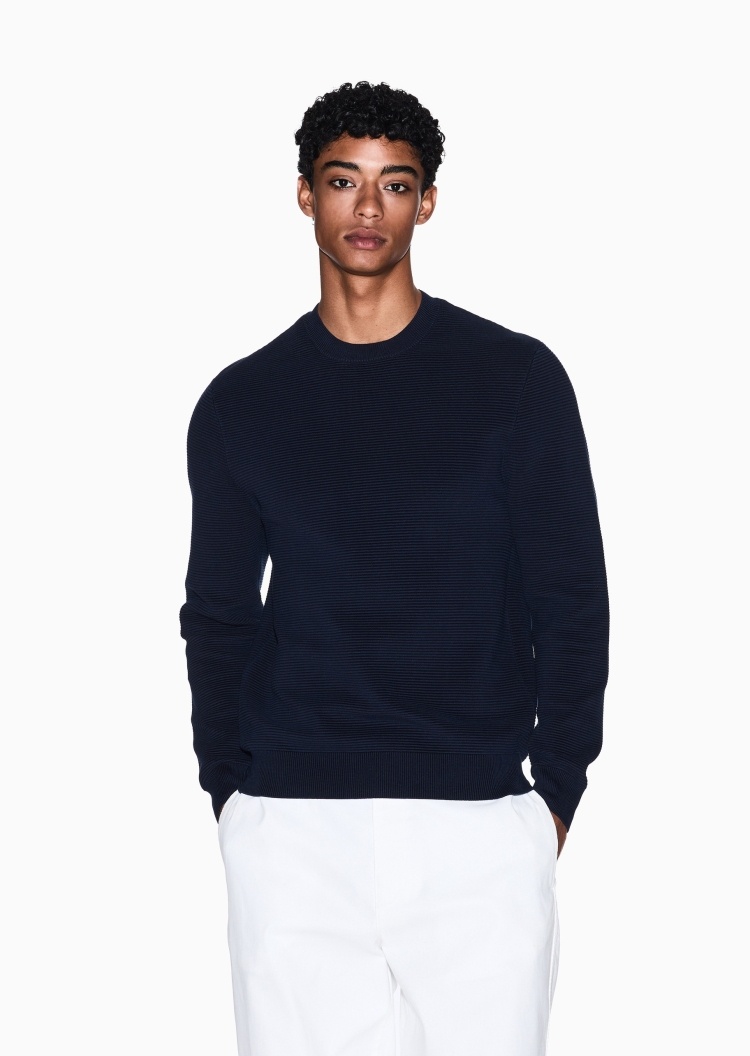 ARMANI EXCHANGE 男士圆领休闲运动风纯棉套头针织衫