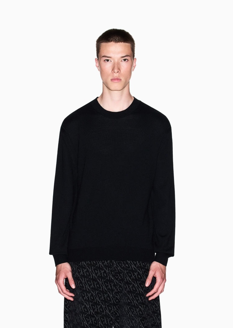 ARMANI EXCHANGE 男士圆领羊毛混纺老钱风套头针织毛衣