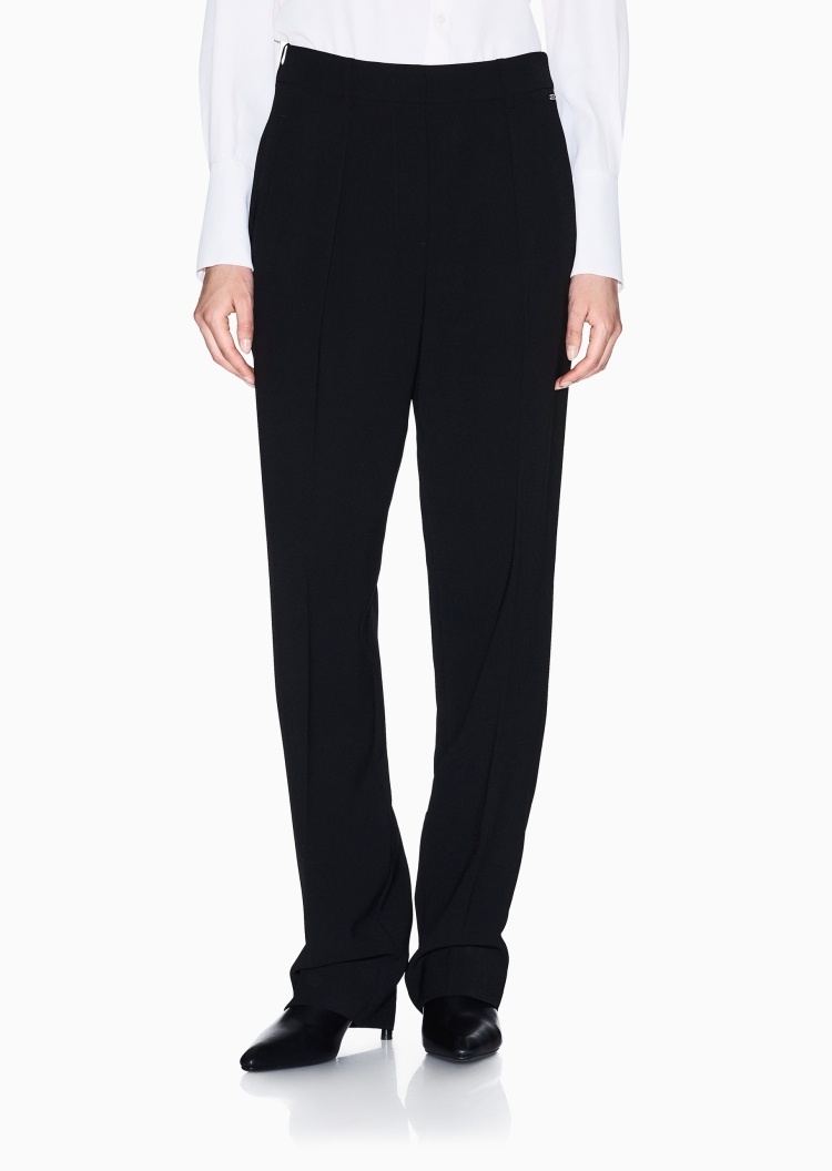 ARMANI EXCHANGE 女士宽松长款直筒褶裥纯色休闲裤