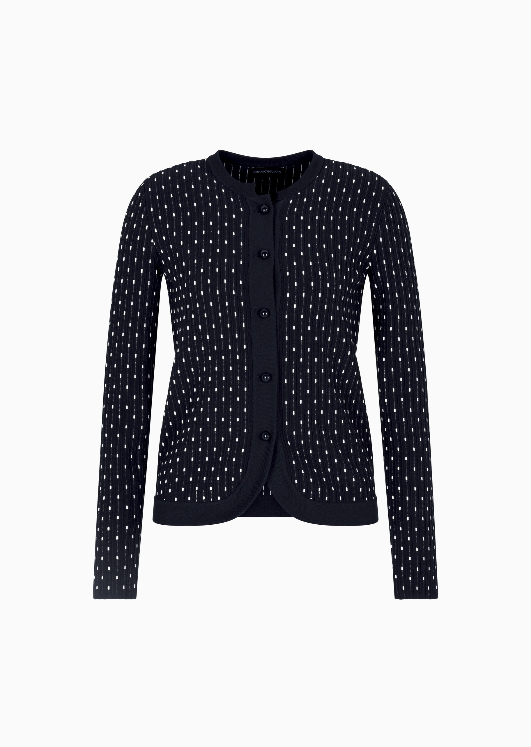 Emporio Armani 女士混纺圆领合身波点提花针织开衫