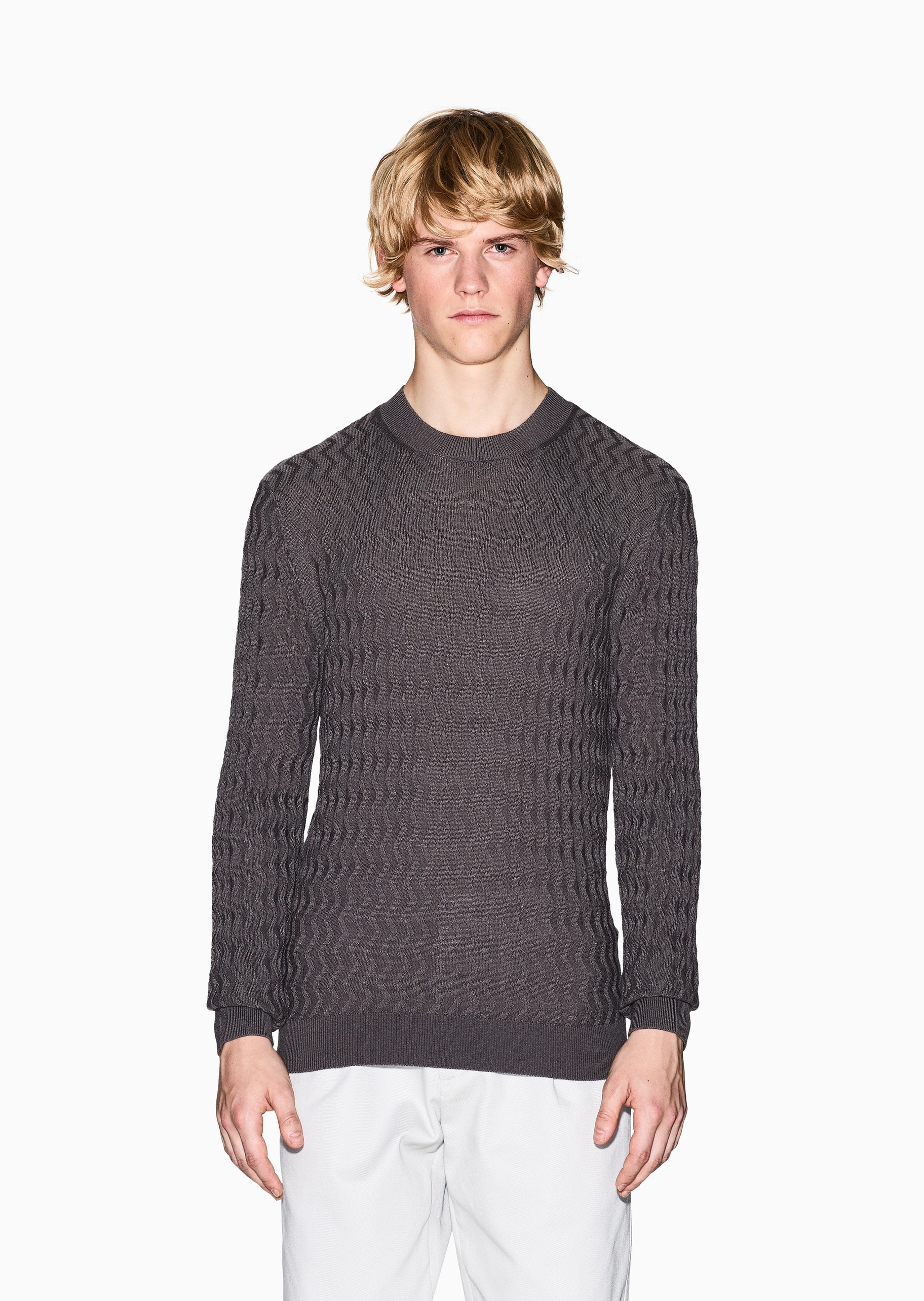 ARMANI EXCHANGE 男士圆领羊毛混纺老钱风套头针织毛衣