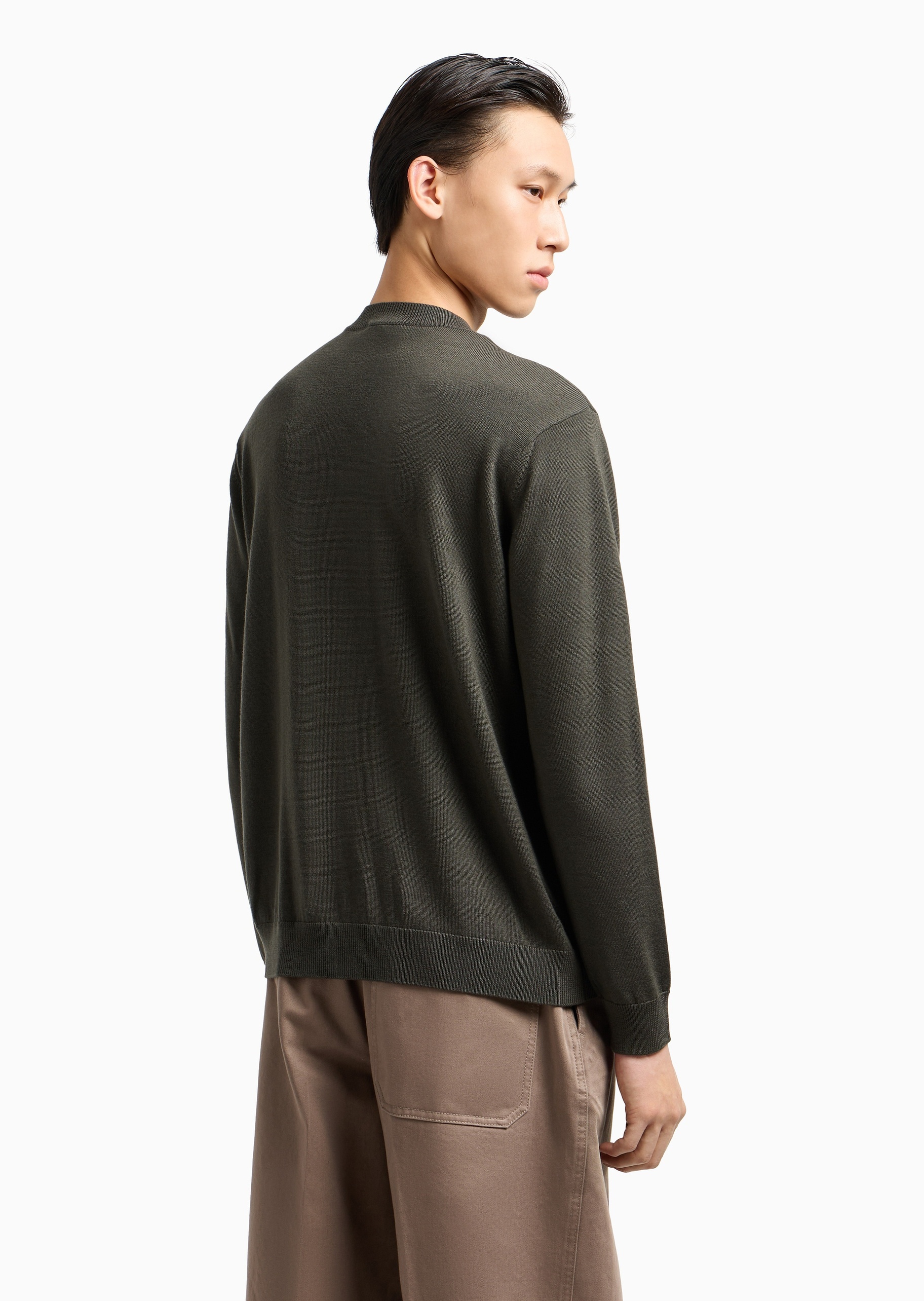 Emporio Armani 男士圆领绵羊毛老钱风套头针织毛衣