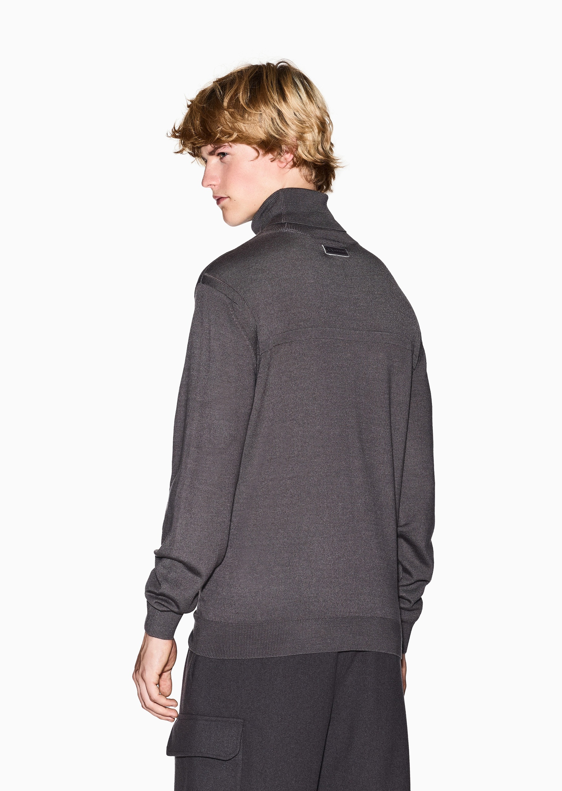 ARMANI EXCHANGE 男士高领老钱风羊毛混纺套头针织毛衣