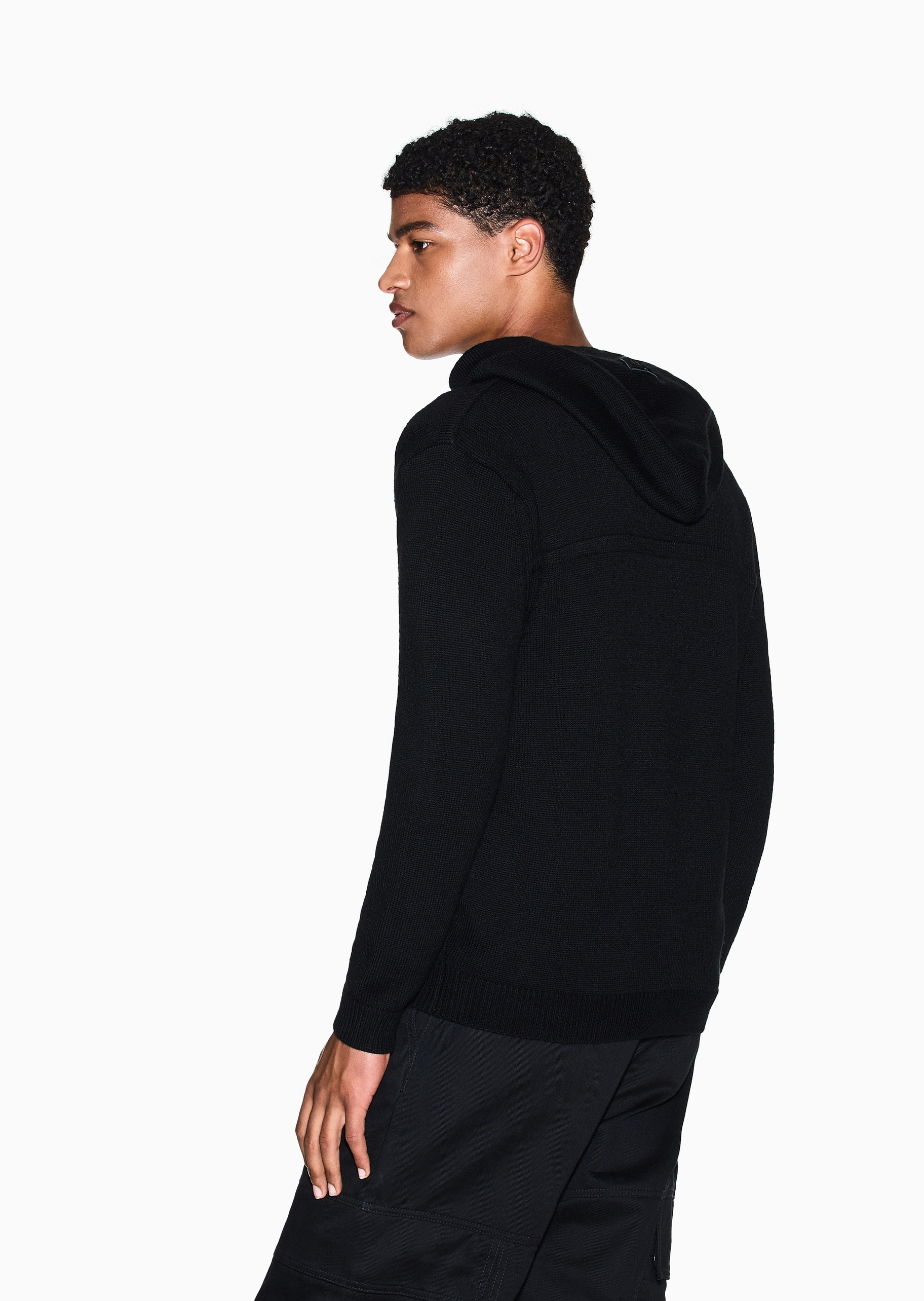 ARMANI EXCHANGE 男士绵羊毛连帽拉链针织毛衣开衫外套