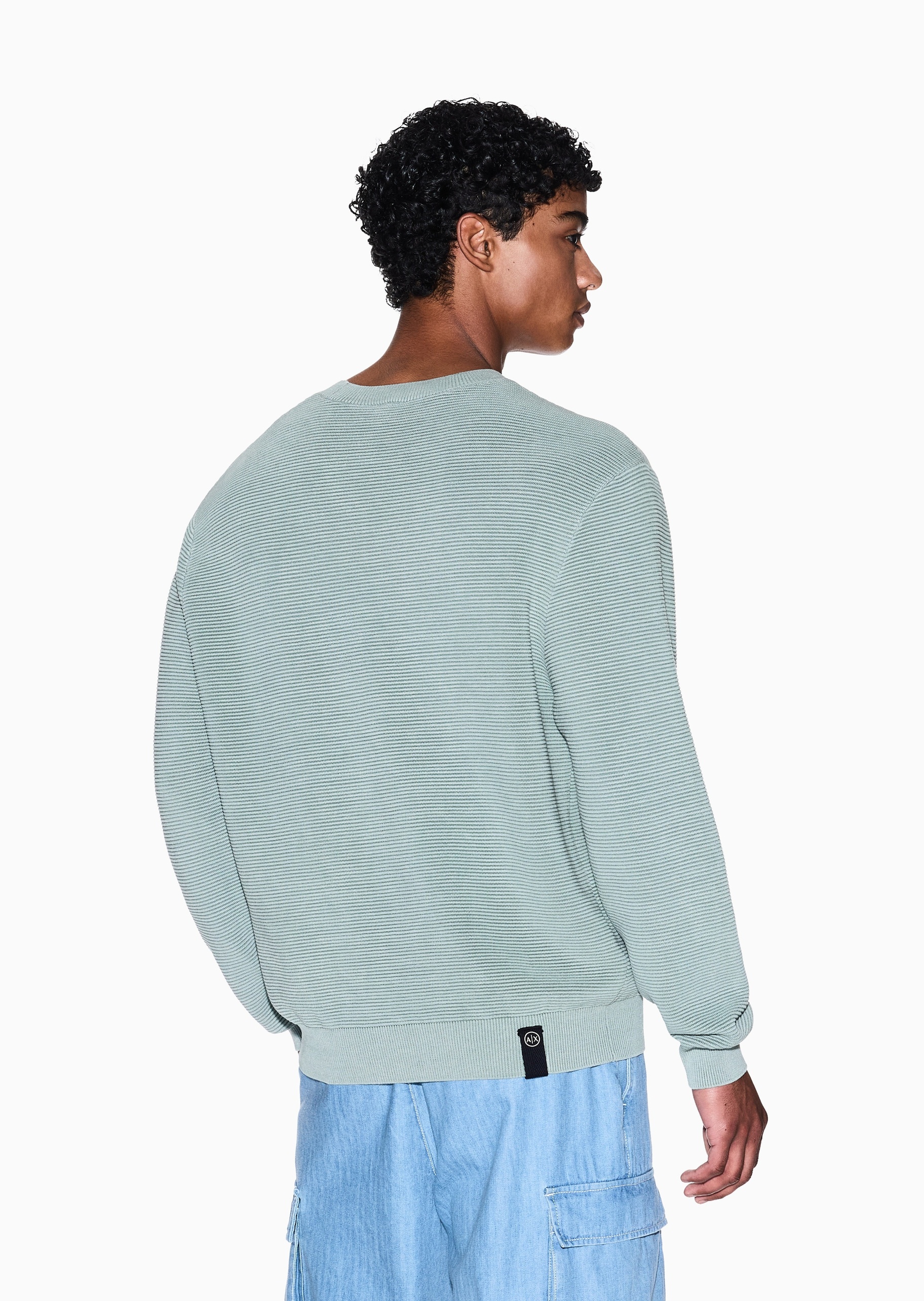 ARMANI EXCHANGE 男士圆领休闲运动风纯棉套头针织衫