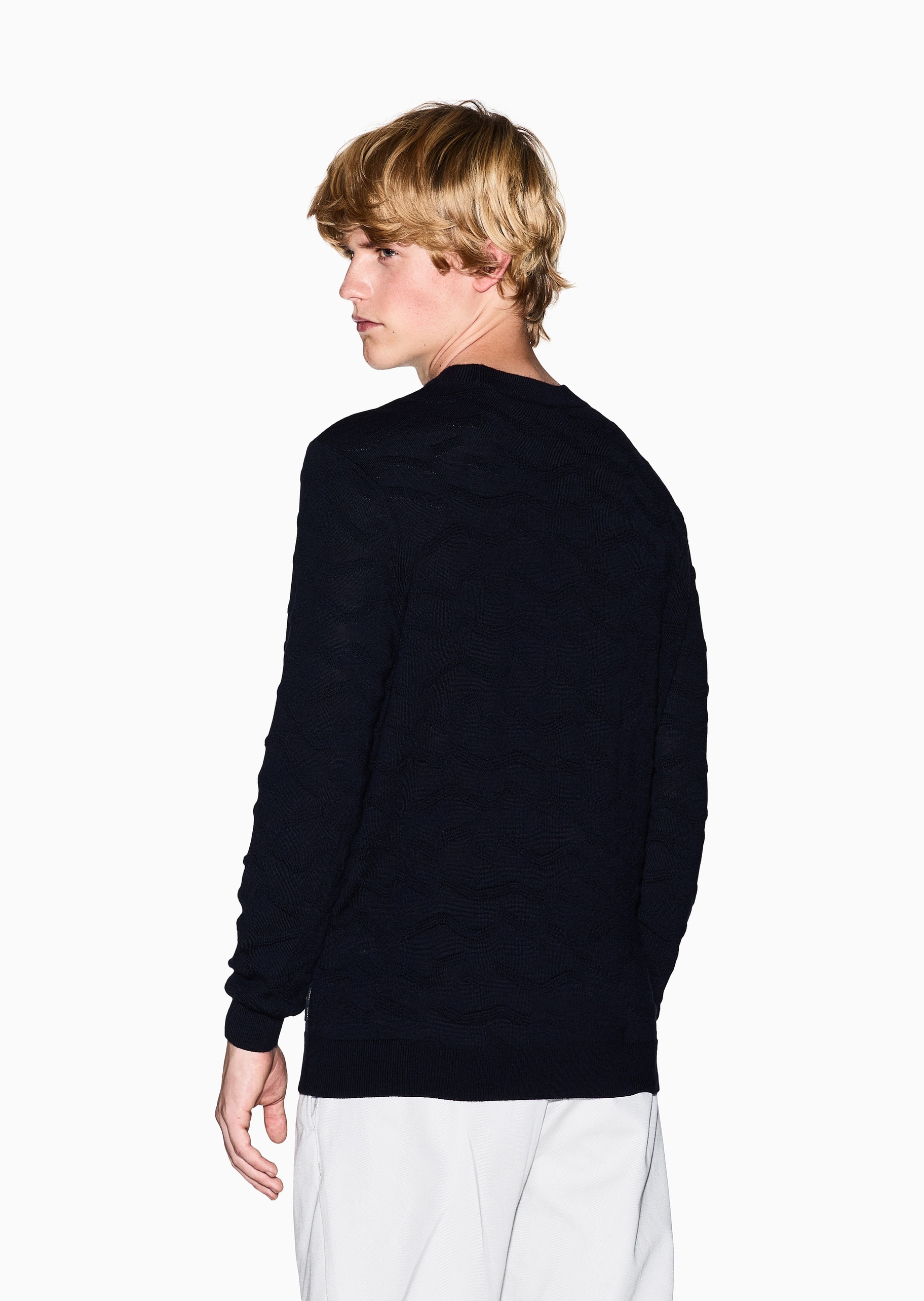 ARMANI EXCHANGE 男士圆领羊毛混纺老钱风套头针织毛衣